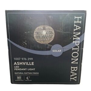 Hampton Bay Ashville 1-Light Brown Rattan Solar LED Outdoor Pendant‎ Light Patio